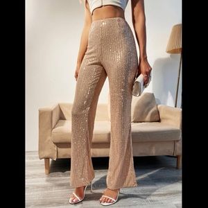 SHEIN High Waisted Sequin Flare Leg Pants
